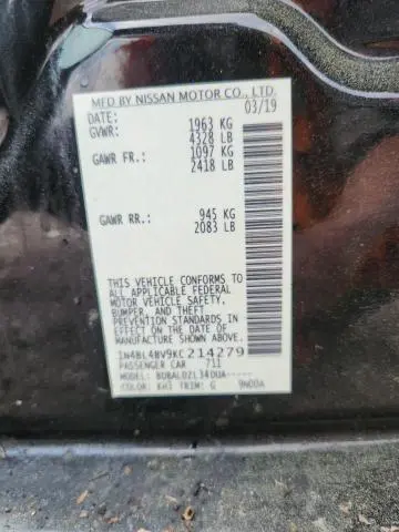 2019 NISSAN ALTIMA 2.5 S  