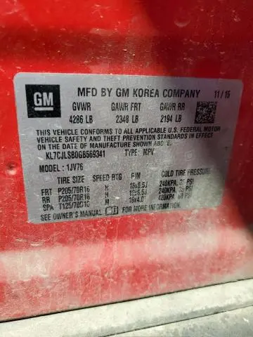 2016 CHEVROLET TRAX 1LT  