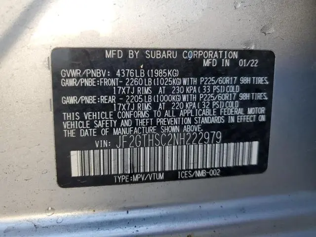 2022 SUBARU CROSSTREK SPORT  