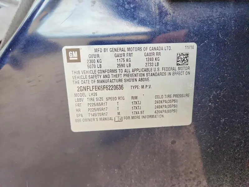2015 CHEVROLET EQUINOX LT  