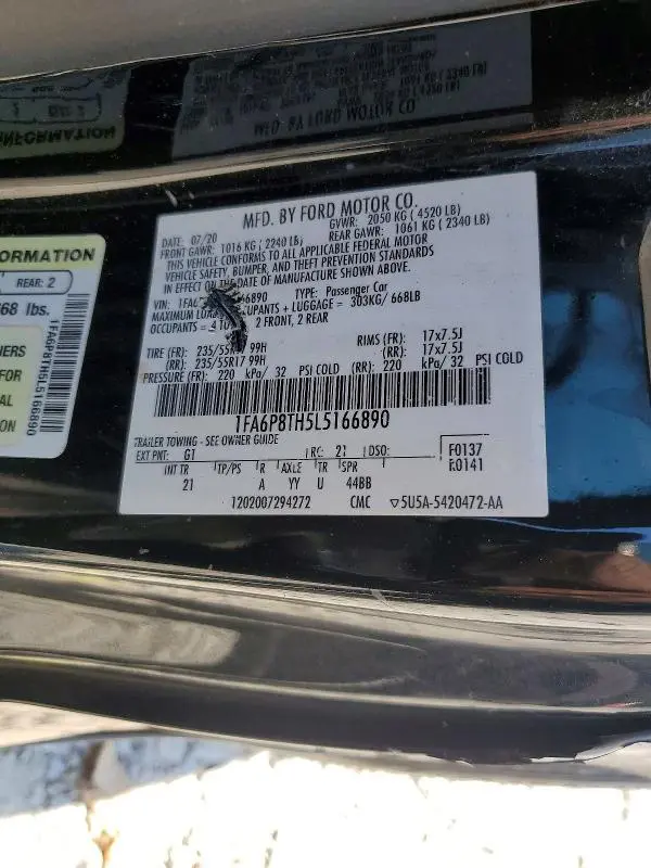 2020 FORD MUSTANG   