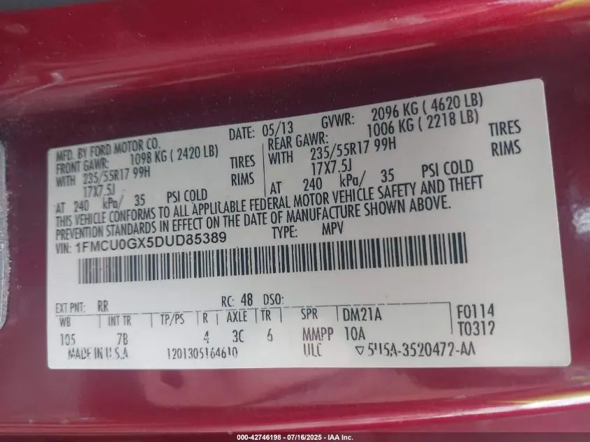 2013 FORD ESCAPE SE
