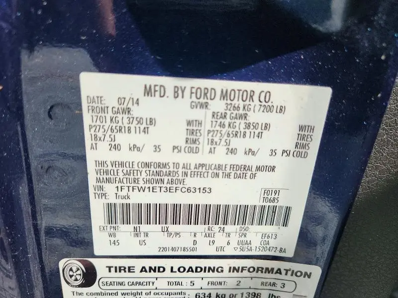 2014 FORD F150 SUPERCREW  