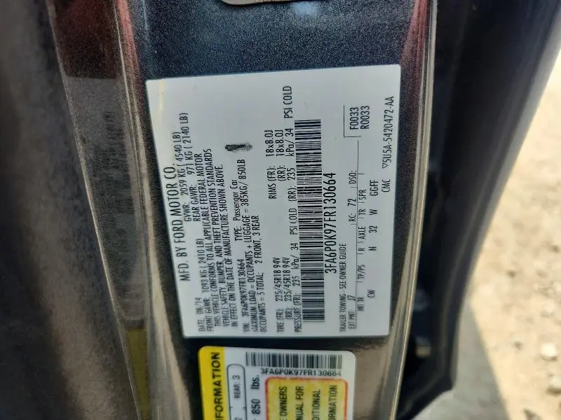 2015 FORD FUSION TITANIUM  