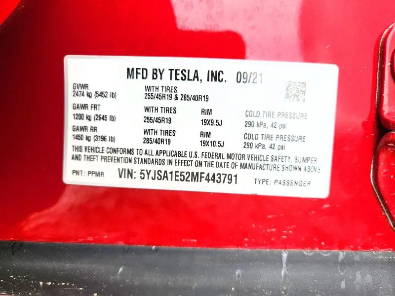 2021 TESLA MODEL S   