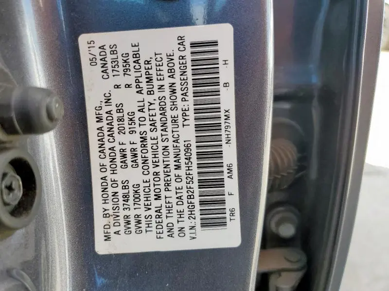 2015 HONDA CIVIC LX  
