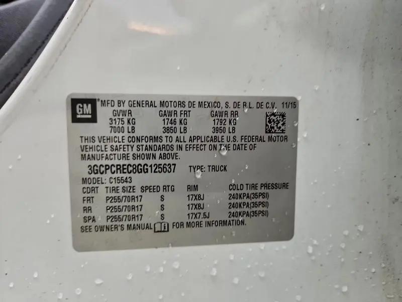 2016 CHEVROLET SILVERADO C1500 LT  