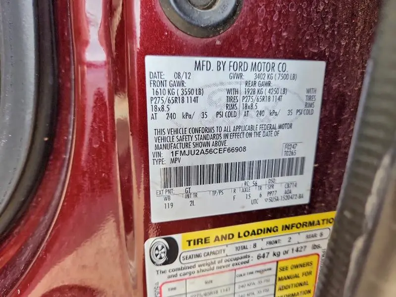 2012 FORD EXPEDITION LIMITED  