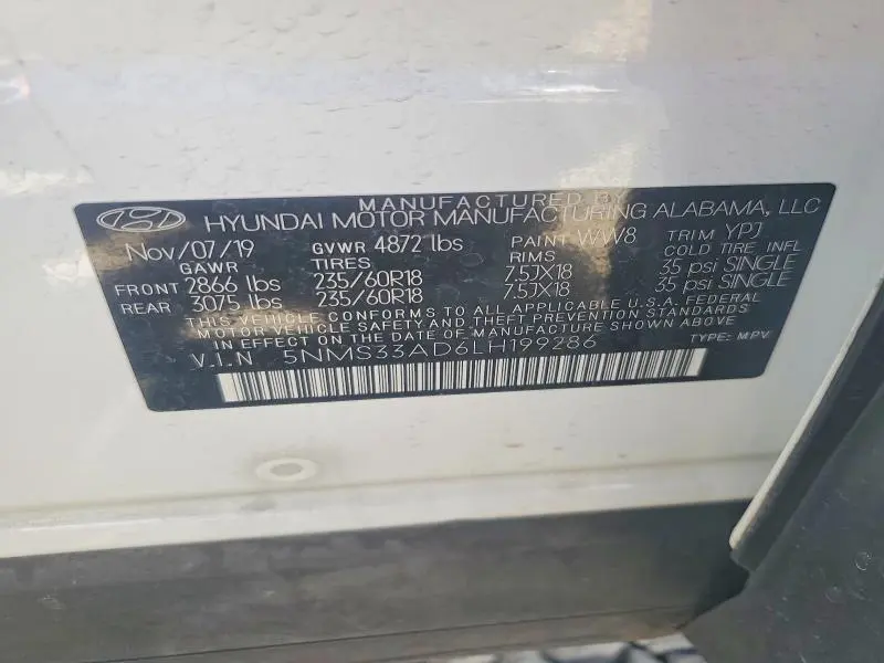 2020 HYUNDAI SANTA FE SEL  