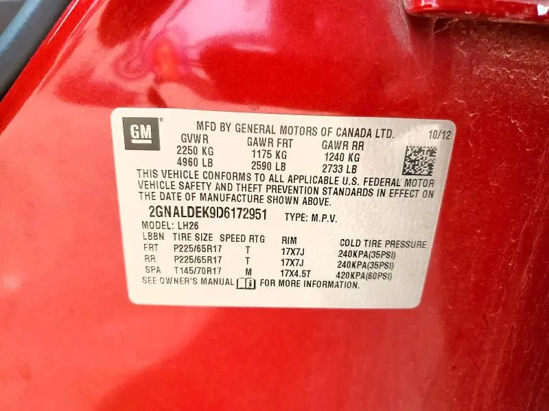 2013 CHEVROLET EQUINOX LT  