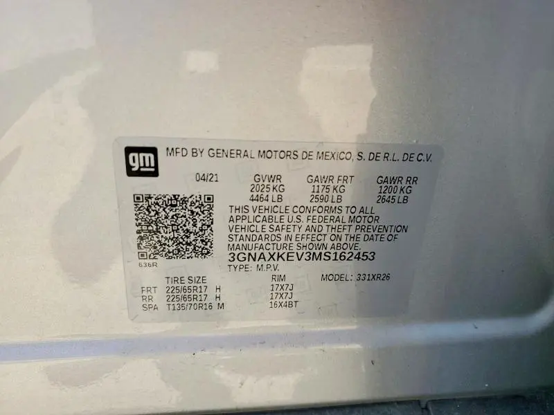 2021 CHEVROLET EQUINOX LT  
