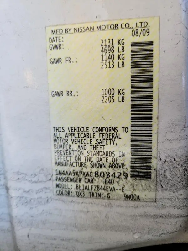 2010 NISSAN MAXIMA 3.5 S  