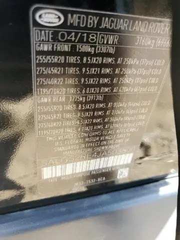 2018 LAND ROVER RANGE ROVER SUPERCHARGED  