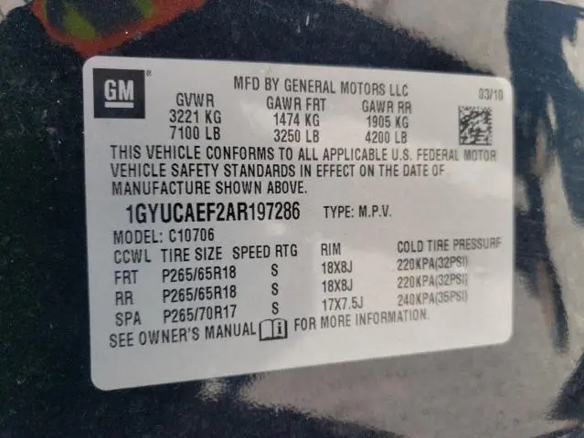 2010 CADILLAC ESCALADE   