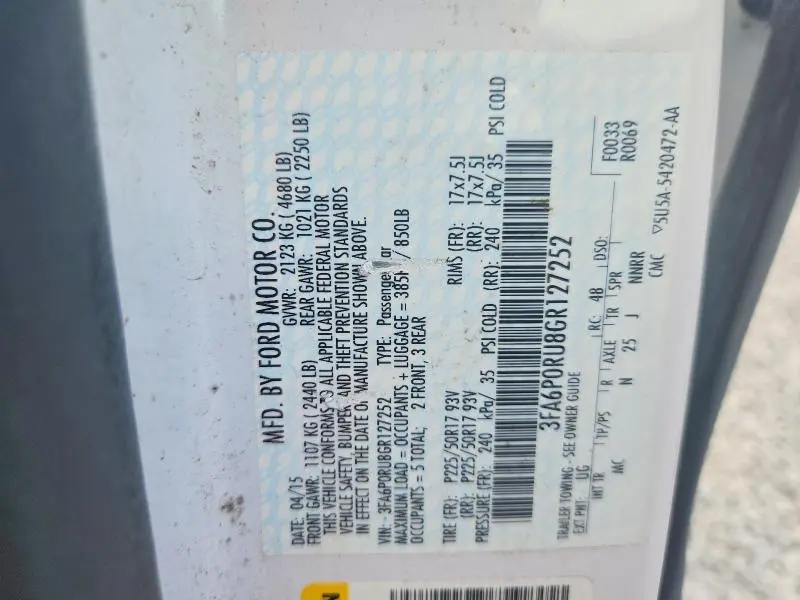 2016 FORD FUSION TITANIUM HEV  