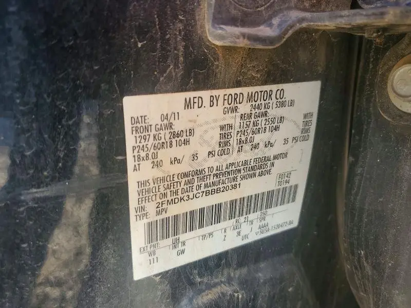 2011 FORD EDGE SEL  