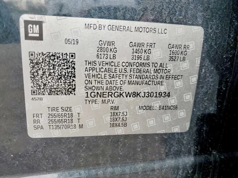 2019 CHEVROLET TRAVERSE LT  