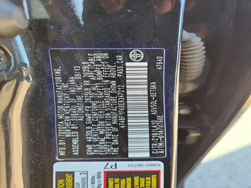 2014 TOYOTA CAMRY XLE  