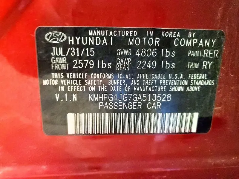 2016 HYUNDAI AZERA BASE  
