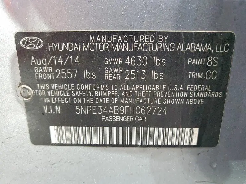 2015 HYUNDAI SONATA SPORT 2.0T  