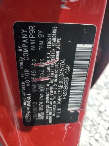 2012 HYUNDAI ACCENT GLS  