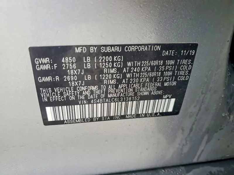 2020 SUBARU OUTBACK LIMITED  