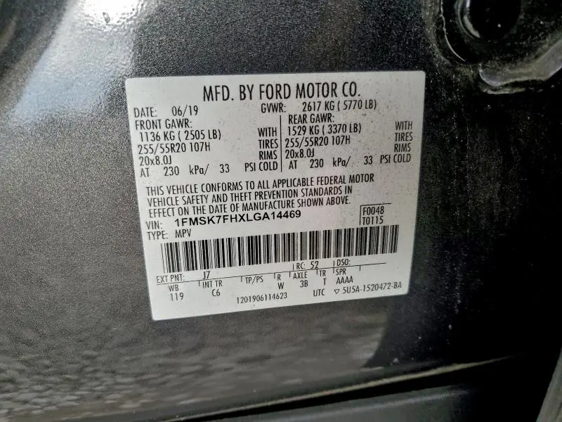 2020 FORD EXPLORER LIMITED  