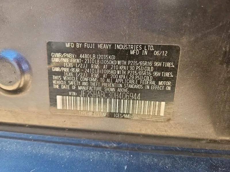 2013 SUBARU FORESTER 2.5X  