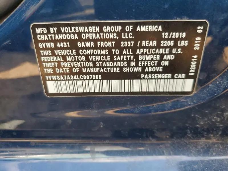 2020 VOLKSWAGEN PASSAT SE  