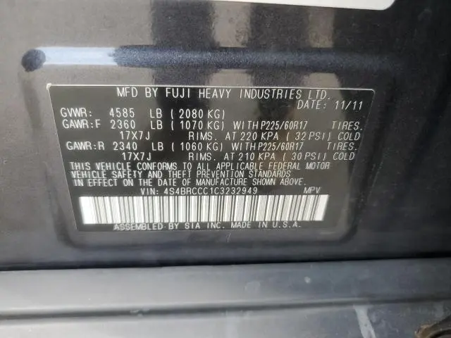 2012 SUBARU OUTBACK 2.5I PREMIUM