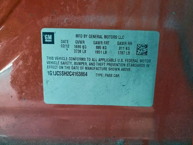 2012 CHEVROLET SONIC LT  