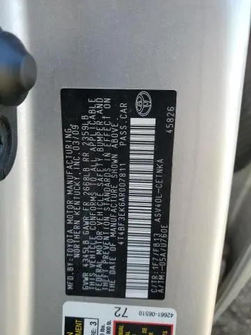2010 TOYOTA CAMRY BASE  