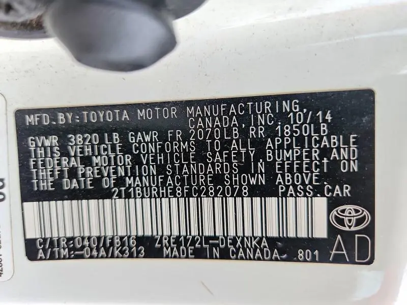 2015 TOYOTA COROLLA LE  