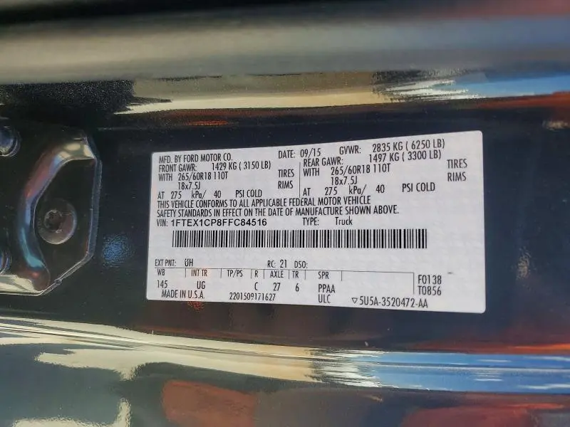2015 FORD F150 SUPER CAB  