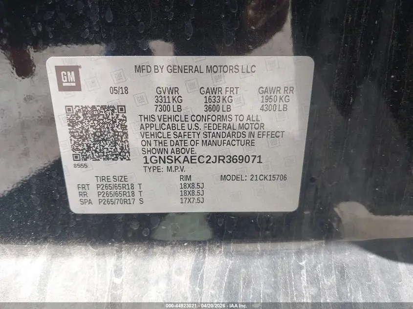 2018 CHEVROLET TAHOE LS