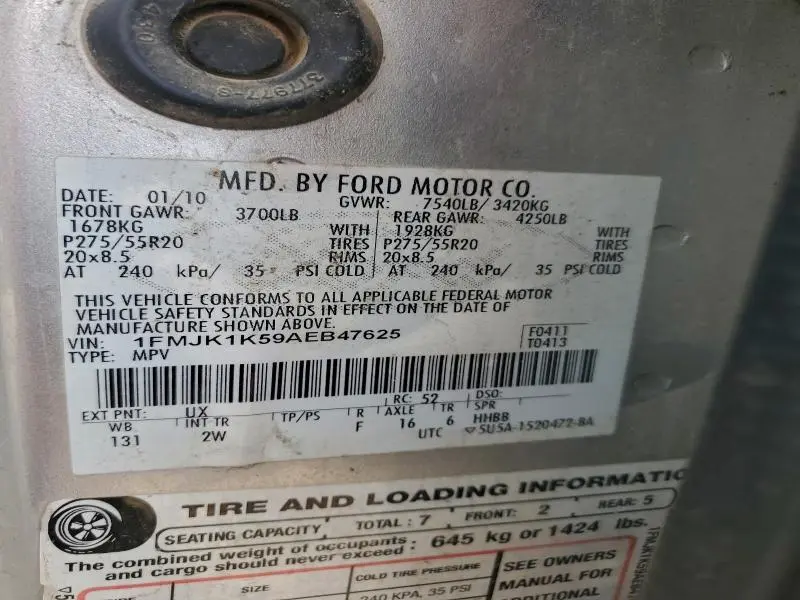 2010 FORD EXPEDITION EL LIMITED  