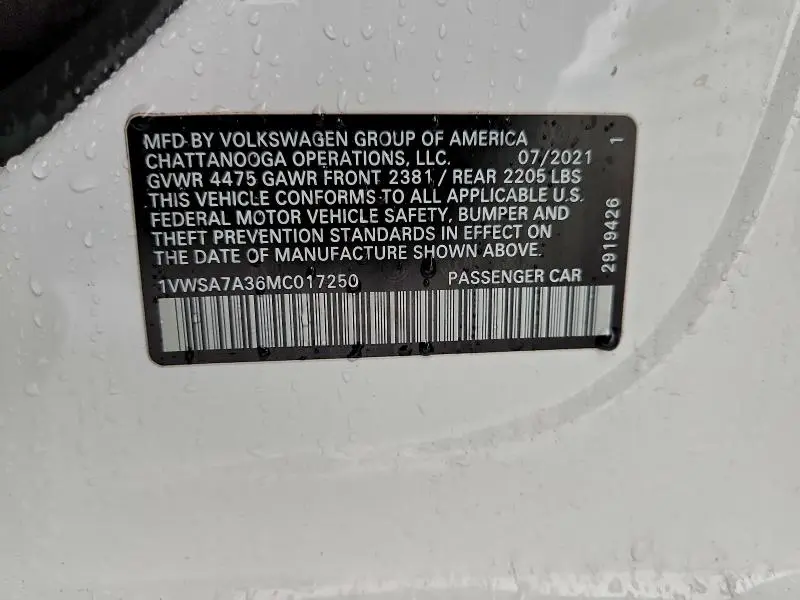 2021 VOLKSWAGEN PASSAT SE  