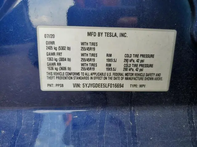 2020 TESLA MODEL Y   