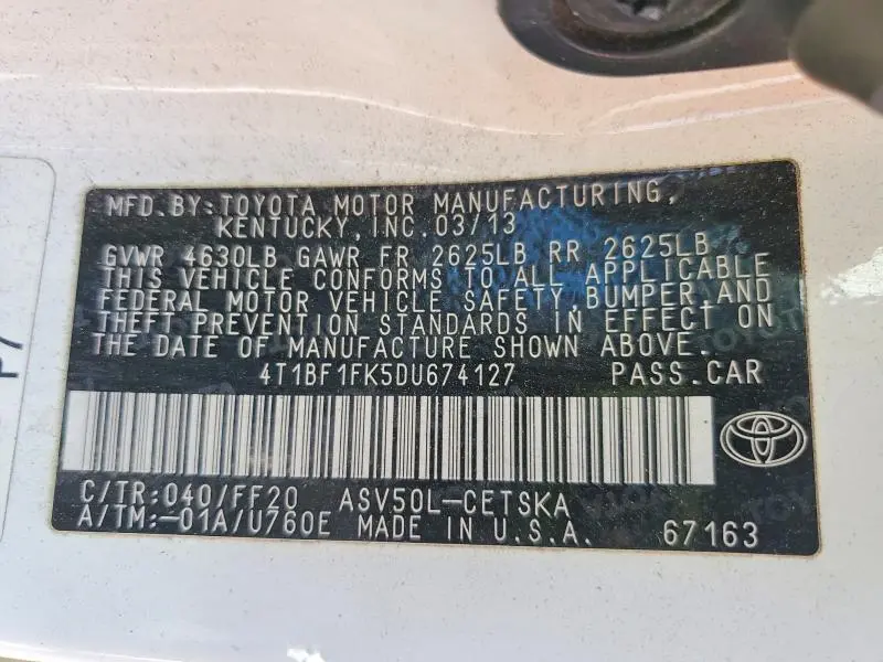 2013 TOYOTA CAMRY SE  