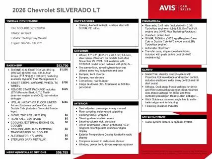 2026 CHEVROLET SILVERADO K1500 LT  