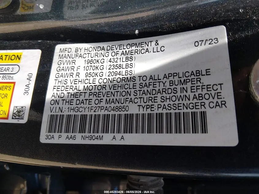 2023 HONDA ACCORD LX