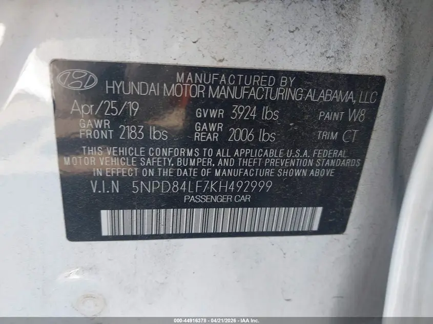2019 HYUNDAI ELANTRA SEL