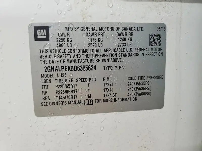 2013 CHEVROLET EQUINOX LT  