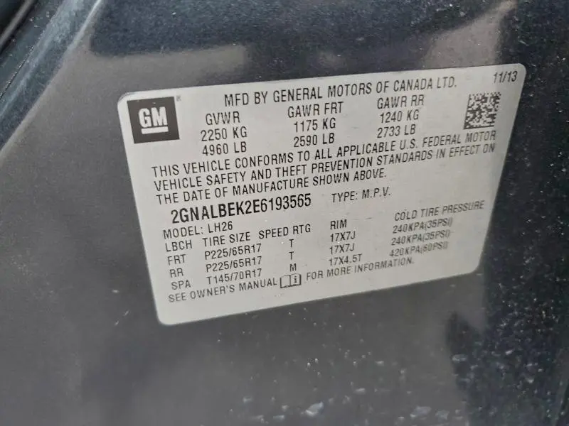 2014 CHEVROLET EQUINOX LT  