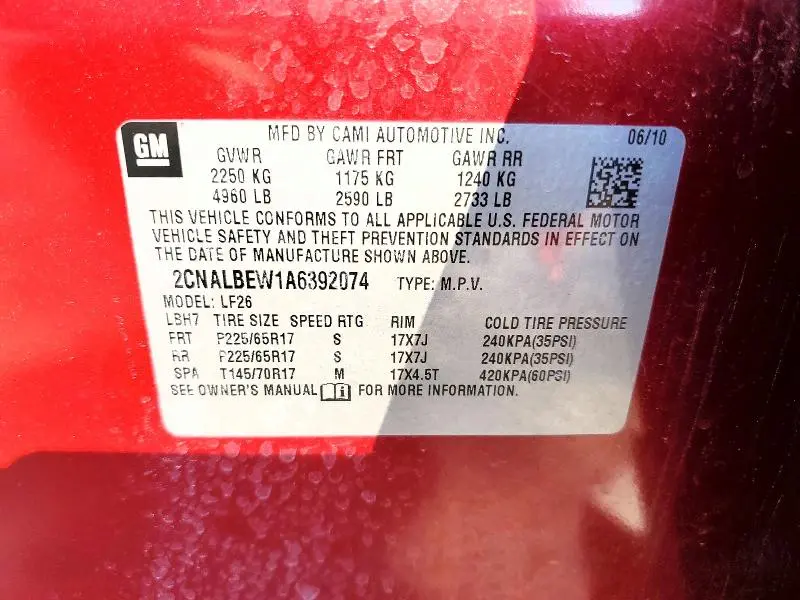 2010 CHEVROLET EQUINOX LS  