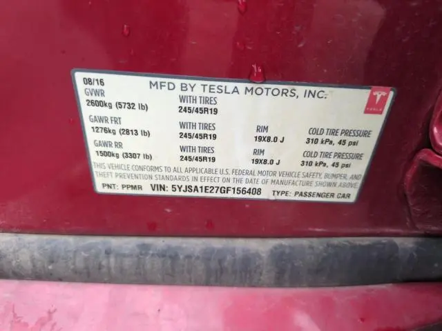 2016 TESLA MODEL S   