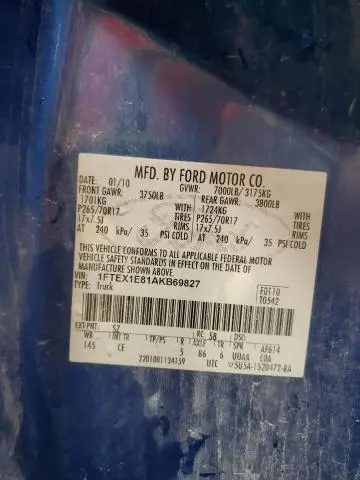 2010 FORD F150 SUPER CAB  