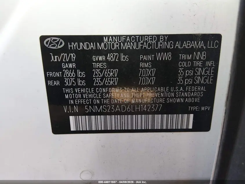 2020 HYUNDAI SANTA FE SE