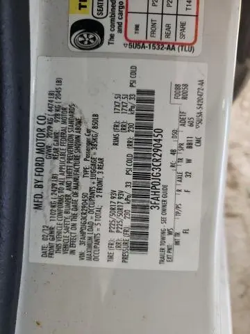 2012 FORD FUSION SEL