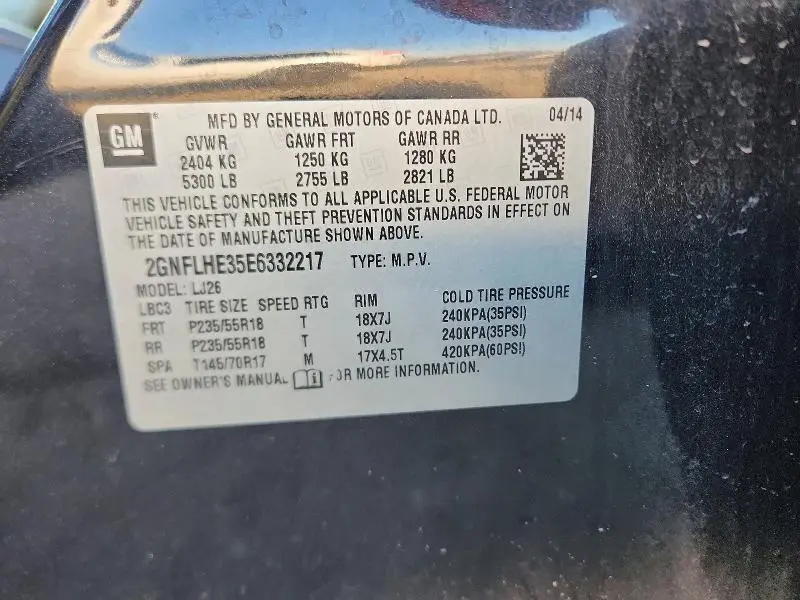 2014 CHEVROLET EQUINOX LTZ  